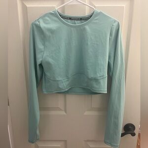 Greenish blue crop workout shirt